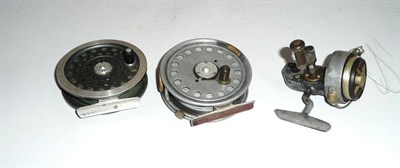 Lot 285 - Three Hardy Reels:- 'St.George' 3 3/4inch alloy reel with 3-screw drum latch, slim black...