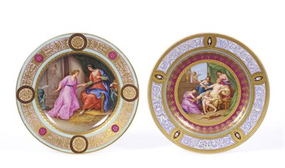 Lot 79 - A "Vienna" Porcelain Cabinet Plate, Venus Wird von Den Gracien, circa 1880, circular, with puce...