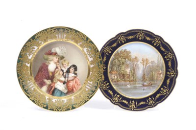 Lot 82 - A German "Vienna" Porcelain Plate, Lady Smythe & Children, signed Wagner, circa 1880, circular,...