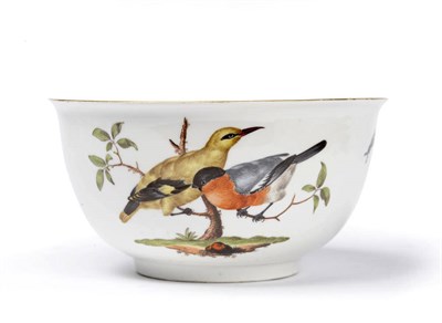 Lot 94 - A Meissen Porcelain Ornithological Bowl, circa 1745, circular with everted rim, decorated with...