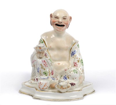 Lot 95 - A Meissen Porcelain Pagoda Figure, circa 1730, modelled as a seated chinaman with charming...