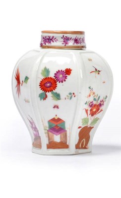 Lot 97 - A Meissen Hexagonal Tea Caddy and Cover, circa 1728, decorated in the manner of Johann...