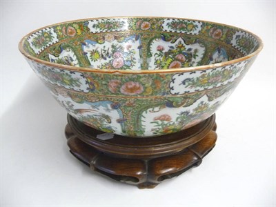 Lot 103 - A Chinese Canton Decorated Large Porcelain Punch Bowl, 20th century, circular, internally and...