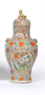 Lot 106 - A Chinese Porcelain Canton Decorated Vase and Cover, circa 1880, of baluster shape, the...