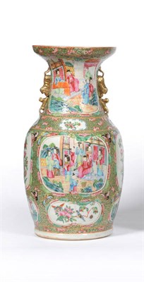 Lot 107 - A Chinese Porcelain Canton Decorated Baluster Vase, circa 1880, with cupped neck, the shoulders...