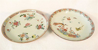 Lot 119 - A Chinese Export Porcelain Saucer Dish, circa 1740, unusually decorated in the Kakiemon palette...