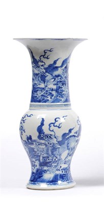 Lot 122 - A Chinese Blue and White Export Porcelain Yenyen Vase, Kangxi (1662-1722), the trumpet neck painted