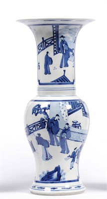 Lot 127 - A Chinese Blue and White Export Porcelain Yenyen Vase, Kangxi (1662-1722), the neck painted...