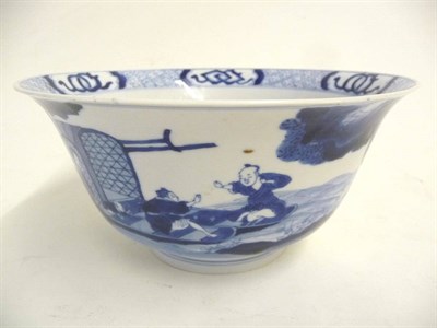 Lot 129 - A Chinese Export Blue and White Porcelain Bowl, 18th/19th century, of ogee sided circular...