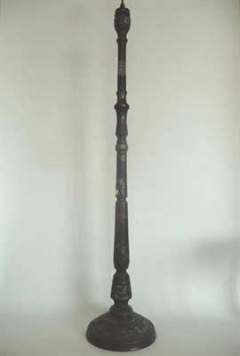 Lot 135 - A Japanese Bronze and Enamel Standard Lamp, early 20th century, the tapering stem with multiple...