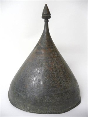 Lot 142 - An Indo-Persian Bronze/Copper Helmet-Form Cover or Finial, 19th century or earlier, with...