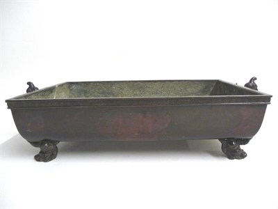 Lot 146 - A Japanese Bronze Shallow Jardiniere, late Meiji Period (1868-1912), rectangular, with thunder...