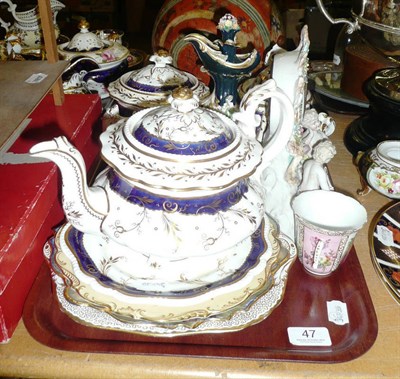 Lot 47 - A collection of 19th century teapots, cabinet plates, water jug, etc