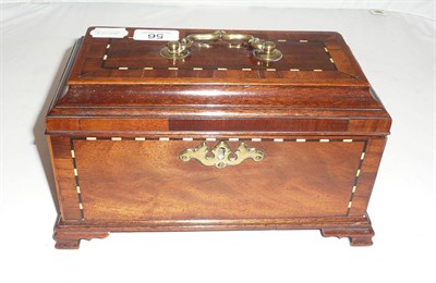 Lot 56 - 19th century mahogany inlaid two division tea caddy