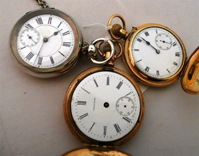 Lot 66 - Two gold-plated pocket watches and an open-faced pocket watch with case stamped '0.935' (3)