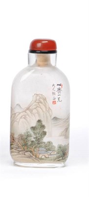 Lot 160 - A Chinese Interior Painted Glass Snuff Bottle, 20th century, of shouldered form, decorated with...