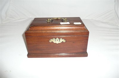 Lot 107 - 19th century mahogany tea caddy with brass carrying handle