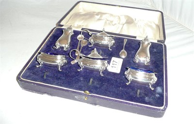Lot 117 - A cased silver condiment set