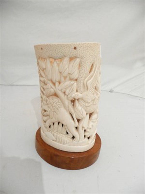 Lot 119 - Carved ivory lamp