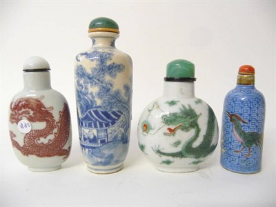 Lot 164 - A Chinese Enamelled Porcelain Snuff Bottle, 19th century, of plain cylindrical form, decorated with