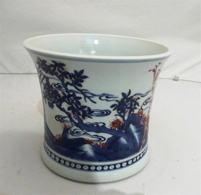 Lot 136 - A Chinese porcelain brush pot in Kangxi style