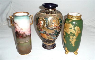 Lot 137 - A Graingers vase, a Doulton vase and a Satsuma vase (3)