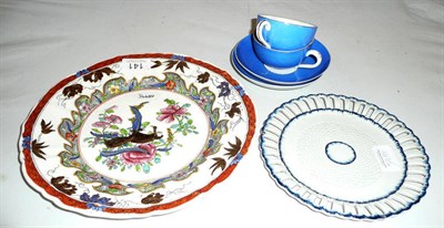 Lot 141 - Two Russian teacups and saucers, a Turner pearlware plate and a Victorian dinner plate