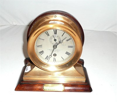 Lot 151 - Presentation mantel clock (formerly a ship's clock) with Chelsea Clock Co movement