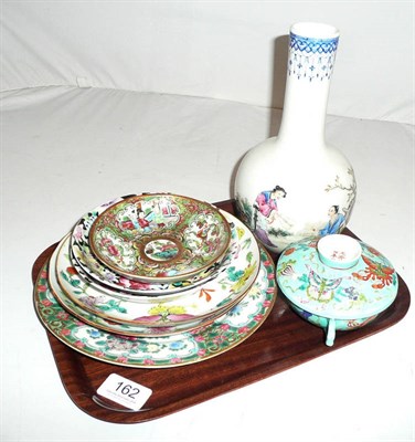 Lot 162 - A vase, a cup and cover, a saucer, a plate and four plates