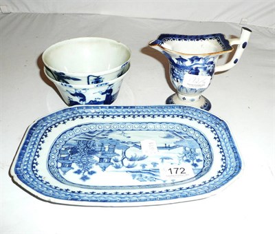 Lot 172 - A pair of Chinese blue and white bowls, a jug and a plate