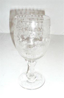 Lot 186 - A Victorian engraved glass goblet
