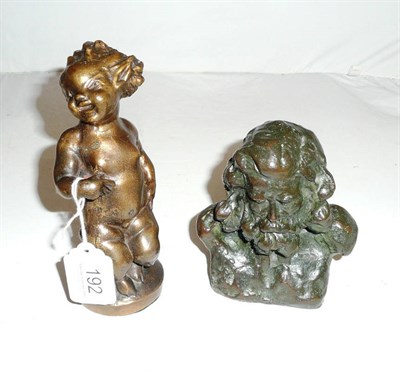 Lot 192 - Bronze bust and another of an infant satyr