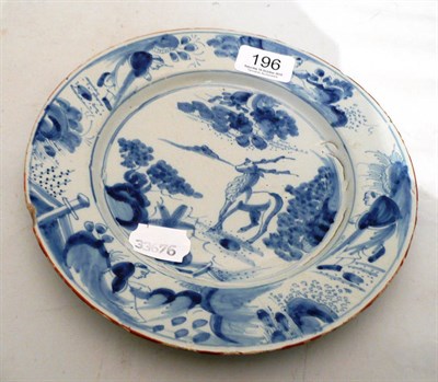 Lot 196 - An 18th century Dutch Delft blue and white plate