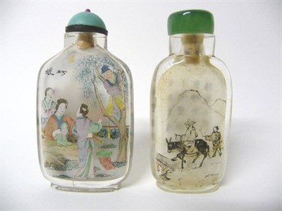 Lot 174 - A Interior Painted Glass Snuff Bottle, 19th century, decorated with a figure on a donkey and an...