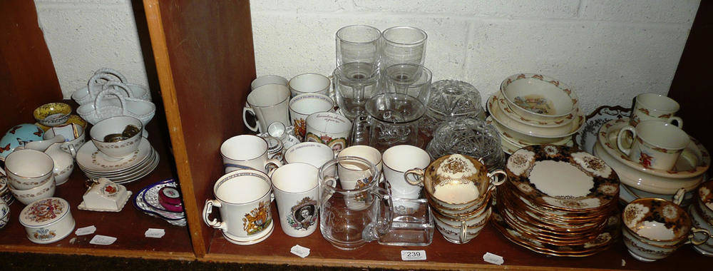 Lot 239 - Hamersley dinner set, coronation and souvenir dinner china, glass, nursery teawares and...