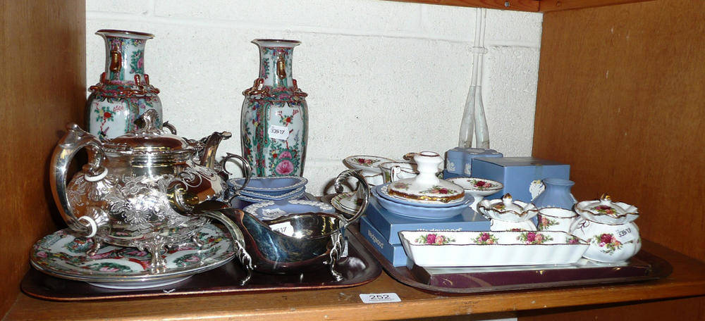 Lot 252 - Two Chinese vases, two plates, silver plate and Royal Albert