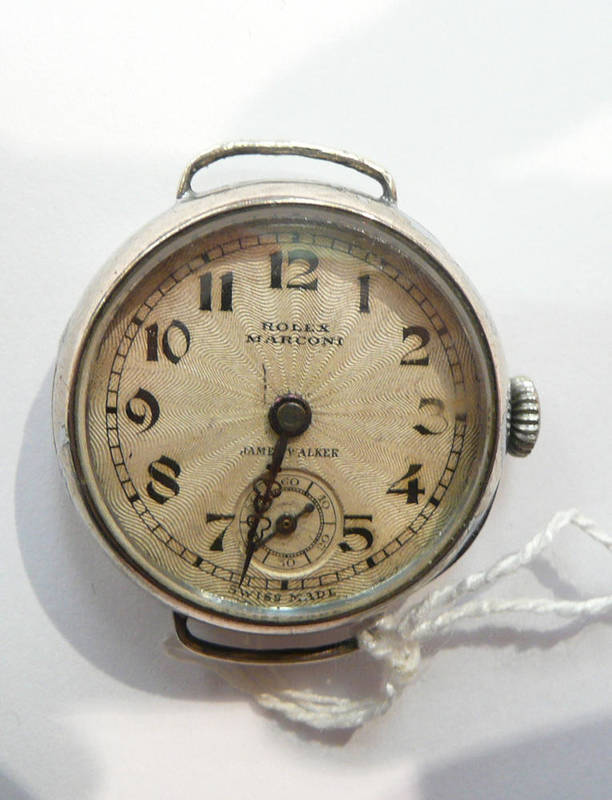 Lot 271 - A silver mid-size wristwatch signed 'Rolex', Marconi