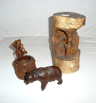 Lot 328 - Birch carving, wood beam carving and a gnome carving