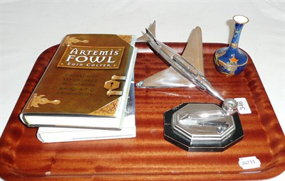 Lot 346 - A chrome table lighter in the form of an aircraft, a Carlton Ware vase and two American Artemis...