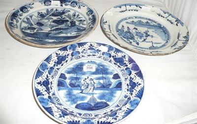 Lot 356 - Three Dutch delft chargers