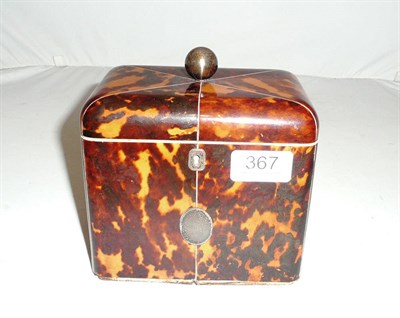 Lot 367 - Georgian tortoiseshell two division tea caddy with ivory inlay