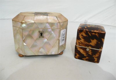 Lot 378 - Mother-of-pearl caddy and a tortoiseshell-cased scent