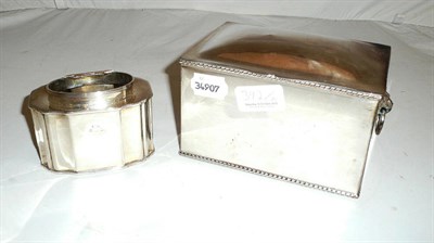 Lot 392 - Silver caddy, Birmingham 1909 (a.f.) and another, plated