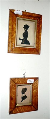 Lot 407 - Four assorted 19th century maple framed silhouettes