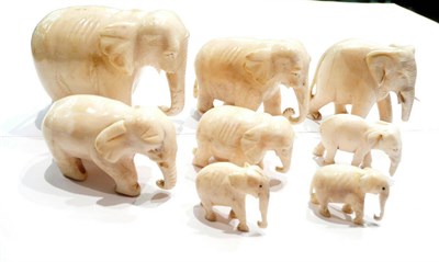 Lot 438 - Eight ivory elephants (8)