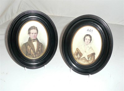 Lot 441 - Two oval framed watercolour portraits, Mr and Mrs Middleton