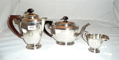 Lot 442 - A three piece silver teaset