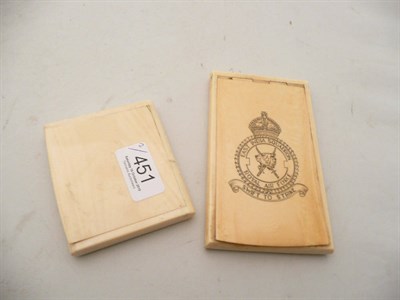 Lot 451 - RAF East Indian Squadron ivory case and another