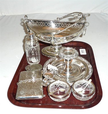 Lot 466 - Silver purse, pair of glass salts, condiment, two plated items and two coins