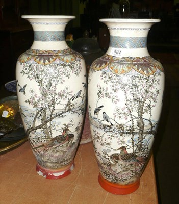 Lot 484 - Pair of Satsuma pottery vases